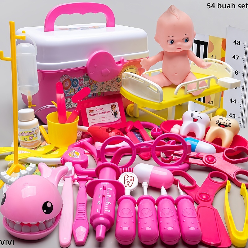 Set Pendidikan Bermain Perawat Dokter Anak/Alat Gigi dengan Stetoskop/Hadiah Kreatif Sempurna untuk 