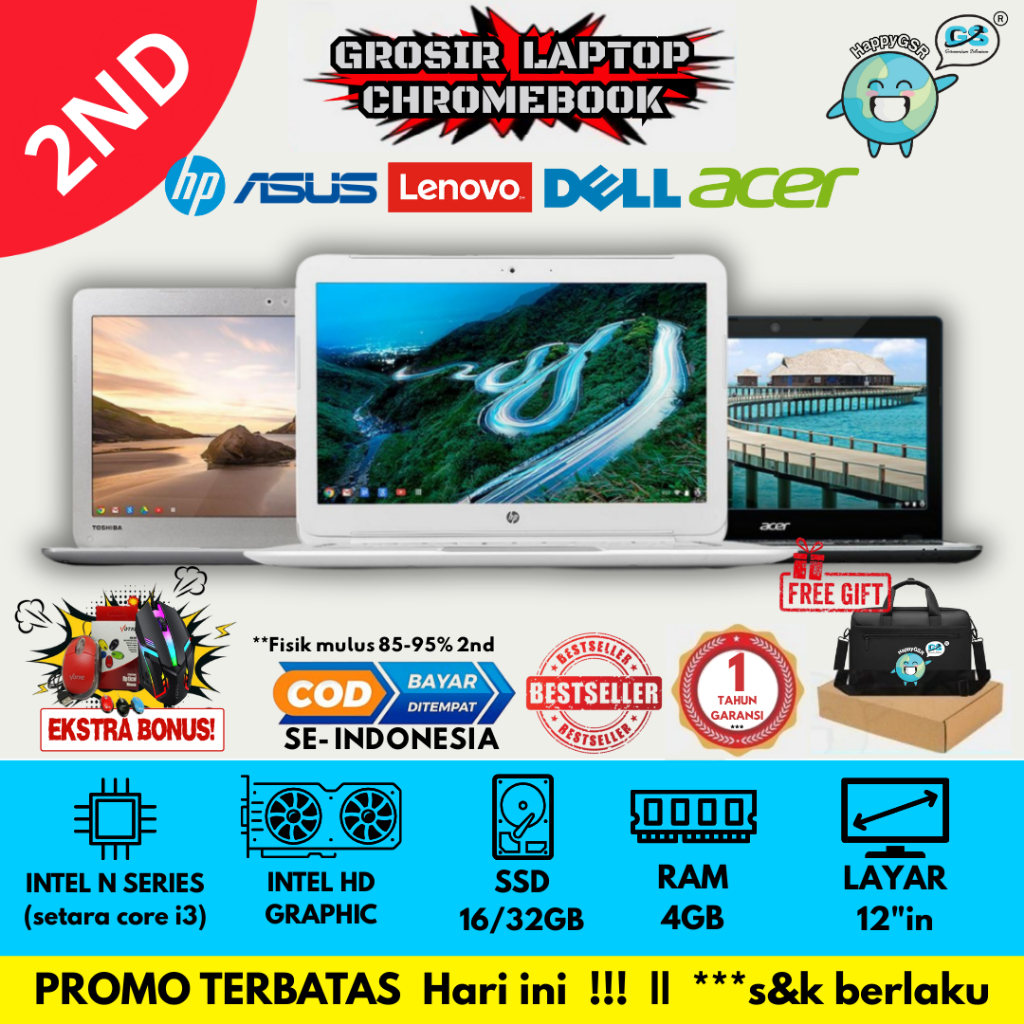 GROSIR Laptop ChromeBook Acer, Samsung, Hp, Dell, Lenovo, Asus, DLL | BERGARANSI 1 TAHUN