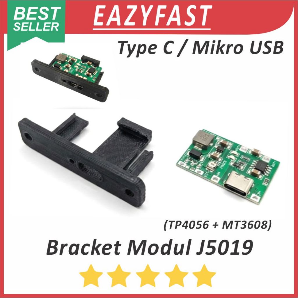 Bracket Dudukan Holder Modul J5019 TP4056 MT3608 Module Mikro USB Type C Case Casing Charger Tutup L