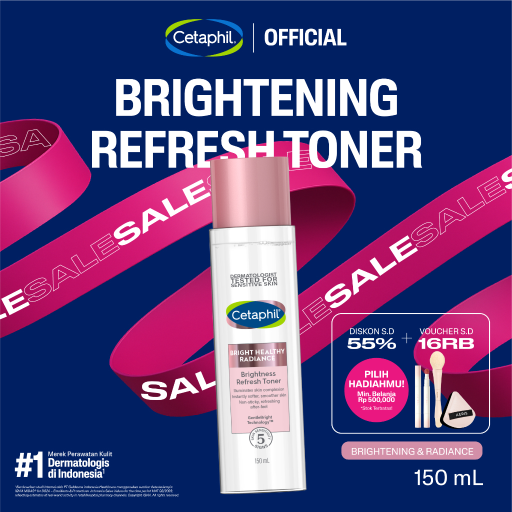 Cetaphil Bright Healthy Radiance Brightness Refresh Toner 150g dengan Glycerin, Niacinamide, dan Whi
