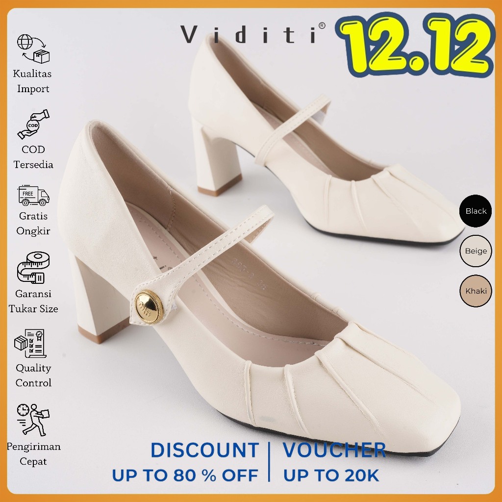 Viditi Priya Block Heels 7 cm | Shoes | Sepatu Import Wanita | Kerja | Kuliah | Kantor | Tapak Tahu