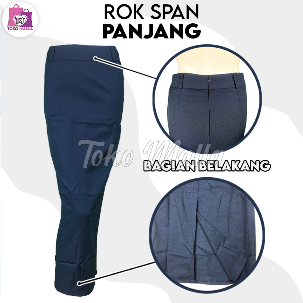 Tokomalla Rok Span Wanita Panjang Formal Bawahan Perempuan Kerja Kantoran Belahan Belakang Bahan Wol