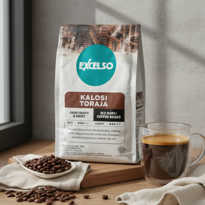Kopi Biji Excelso Arabica Gold 200g- Kopi Bean Excelso - EXCELSO KALOSI TORAJA BIJI 200gr - Kopi Ara