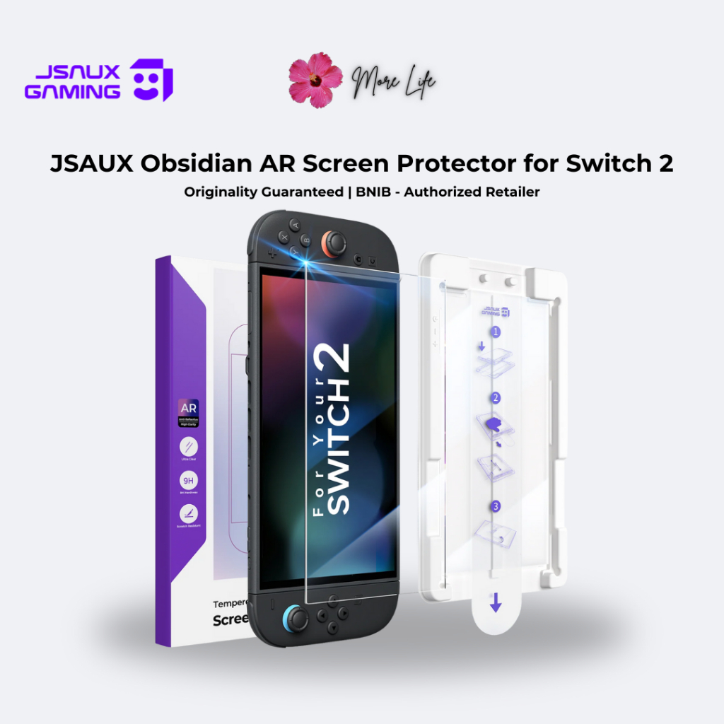 JSAUX Obsidian AR (Anti Reflective) Screen Protector Tempered Glass for Nintendo Switch 2