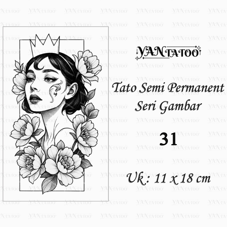 YanTatoo - Stiker Tato Semi Permanen Tahan Lama Uk 11x18cm Seri Gambar 31