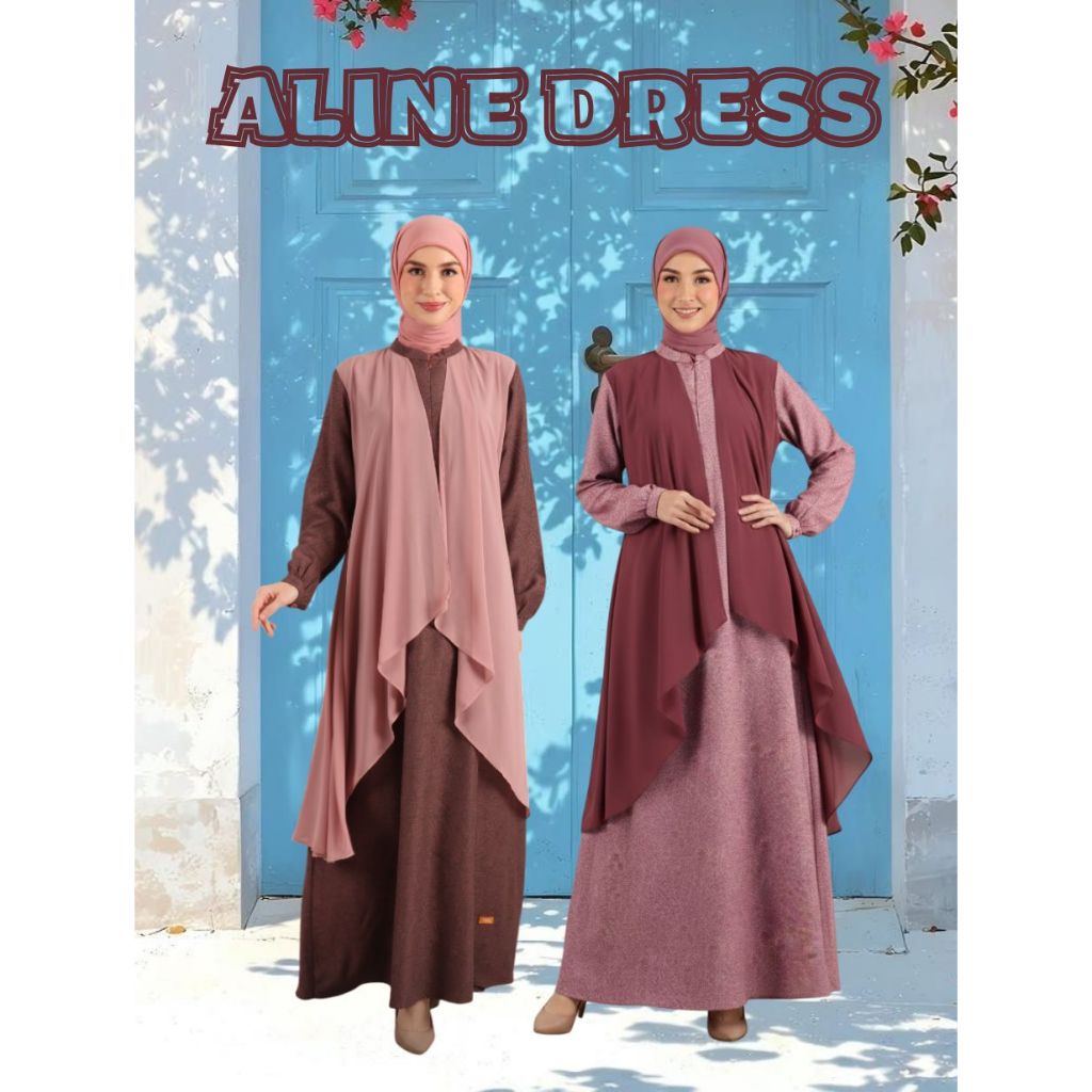 DRESS WANITA NIBRAS ALINE BY NBRS FASHION TERBARU GAMIS IBU PREMIUM BAJU BUSANA MUSLIM WANITA DEWASA