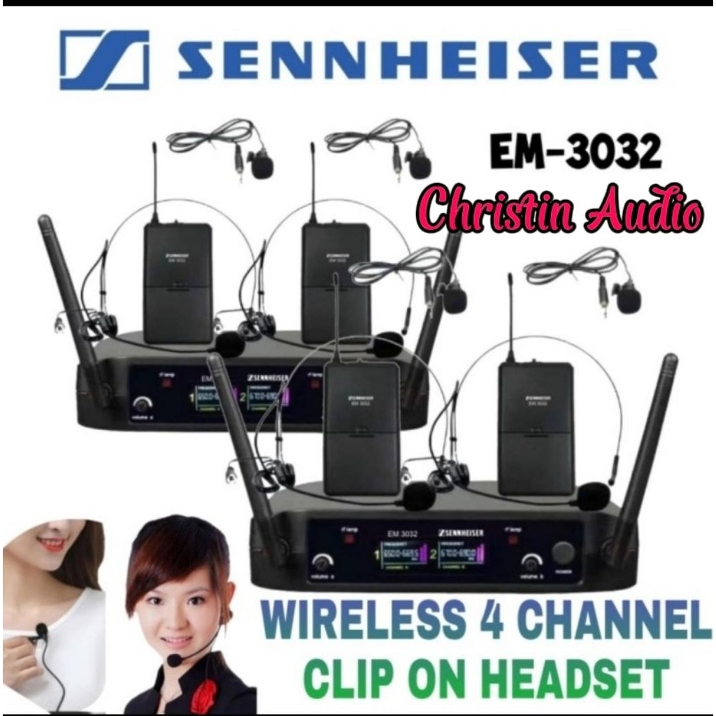 Mic Wierless Clipon Dan Bando Sennheiser EM-3032 / EM 3032 4 Channel