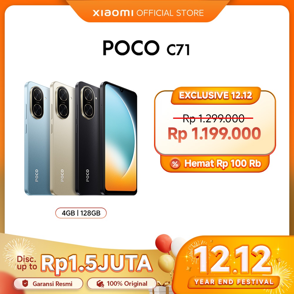 POCO C71 (4+4GB/128GB) Performa Cadas | Layar Cadas 6.88" 120Hz | Baterai Cadas 5200mAh | Expansi RA