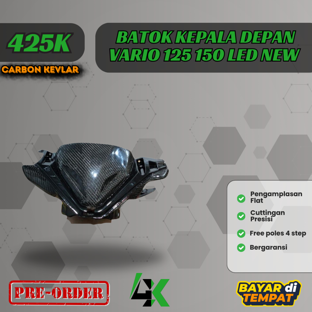Batok Kepala Depan Vario 125/150 Led New Carbon Kevlar