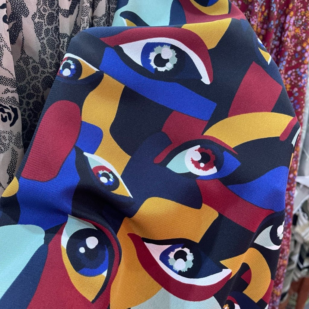 kain wolpeach motif abstrak premium - kain soft wolfis - kain monalisa premium pj