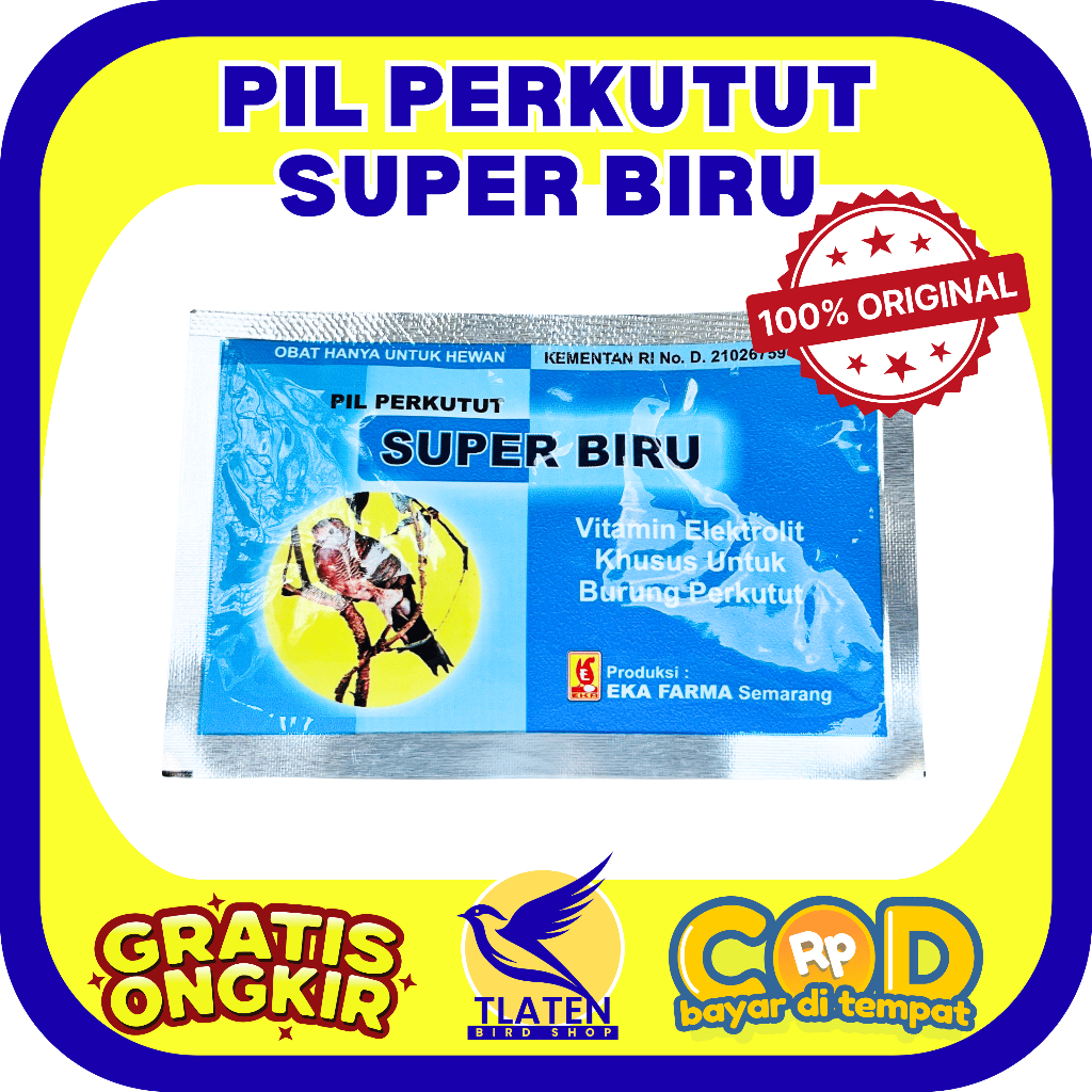 SUPER BIRU PERKUTUT 12 BUTIR (1 Sachet) EKA FARMA Pil Perkutut khusus Burung Perkutut