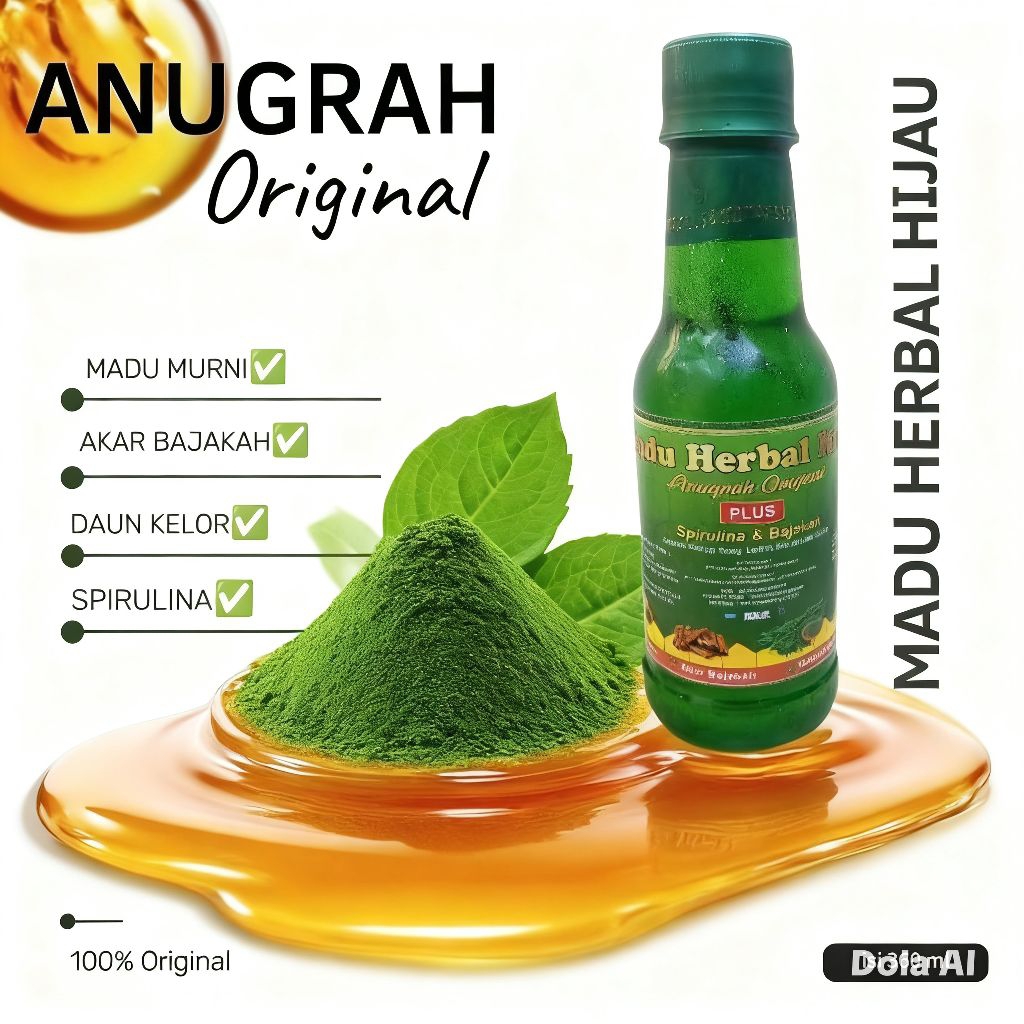 Madu Herbal Hijau Plus Spirulina & Bajakah 360 ml - Anugrah Original