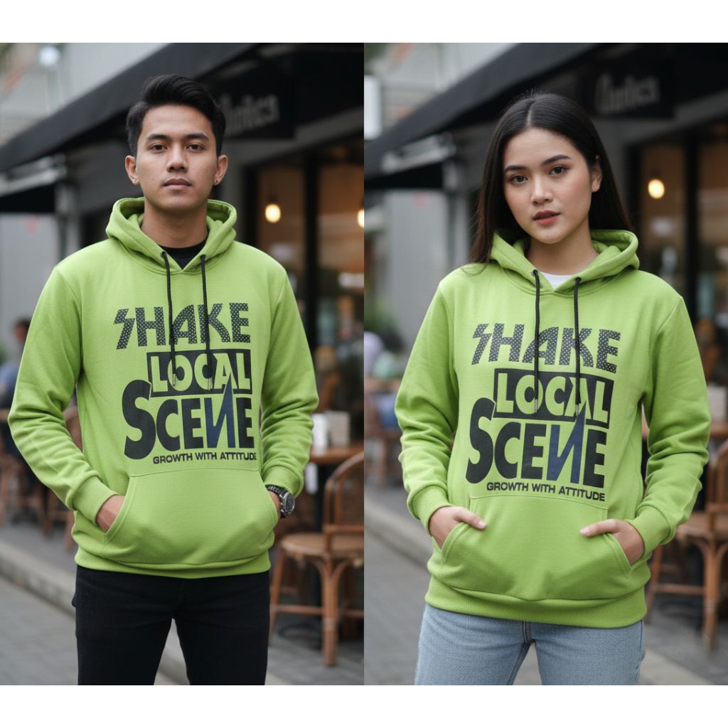 Hoodie Pria Wanita Warna Hijau Stabilo – Size M