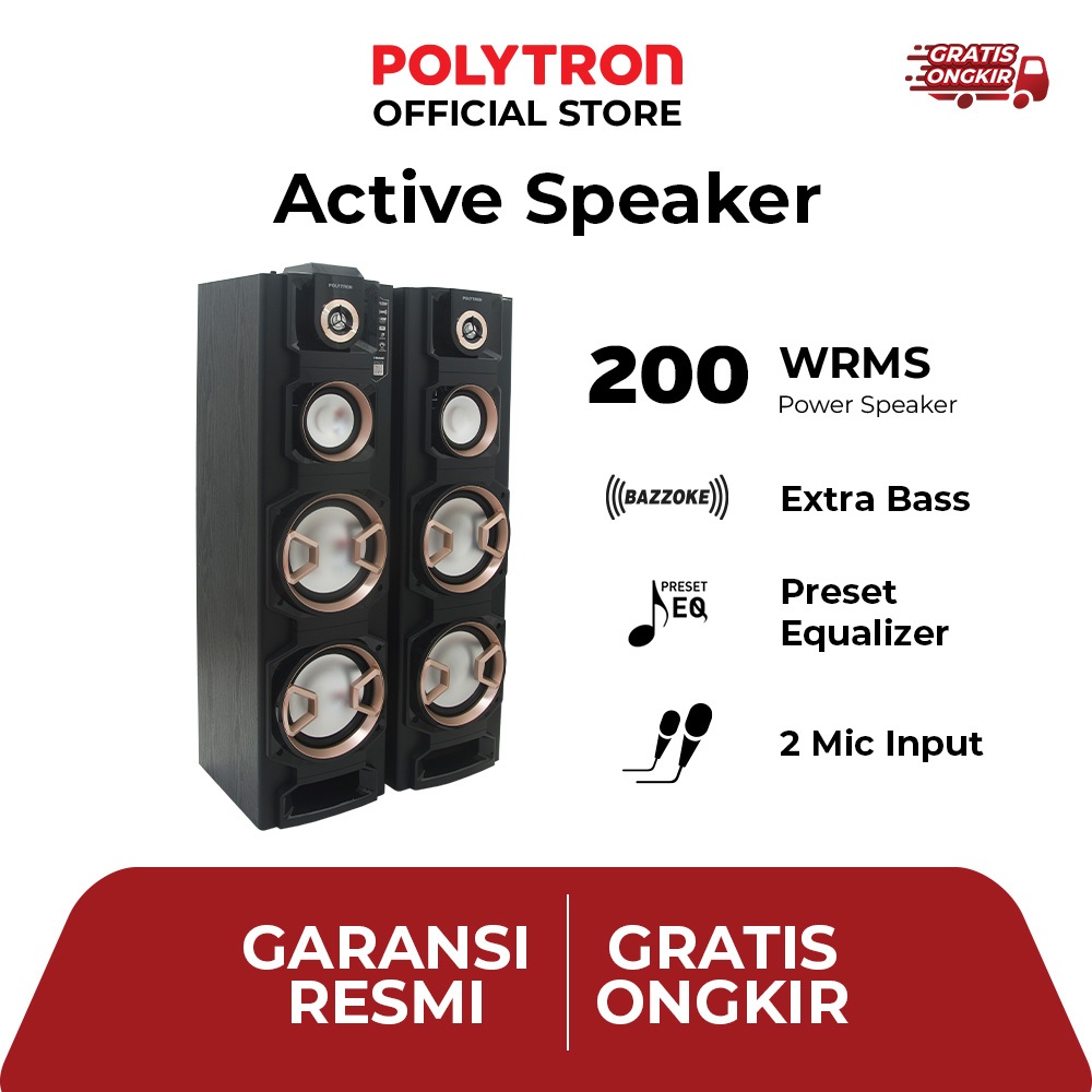 POLYTRON PAS 8EF28 Active Speaker | Polytron Bluetooth Speaker Super Bass Karaoke