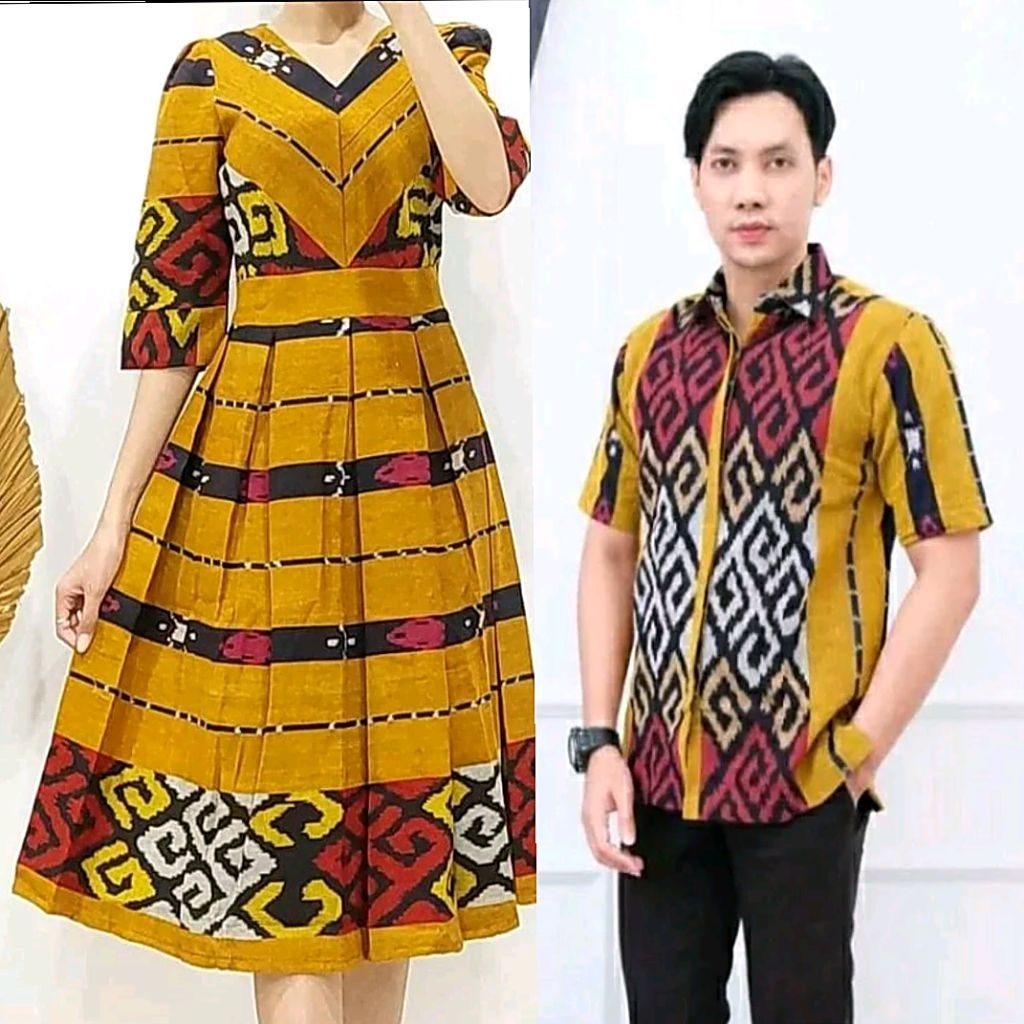 Set Couple Tenun Keluarga Baju Batik Premium Pesta Natal Formal Resepsi Kondangan