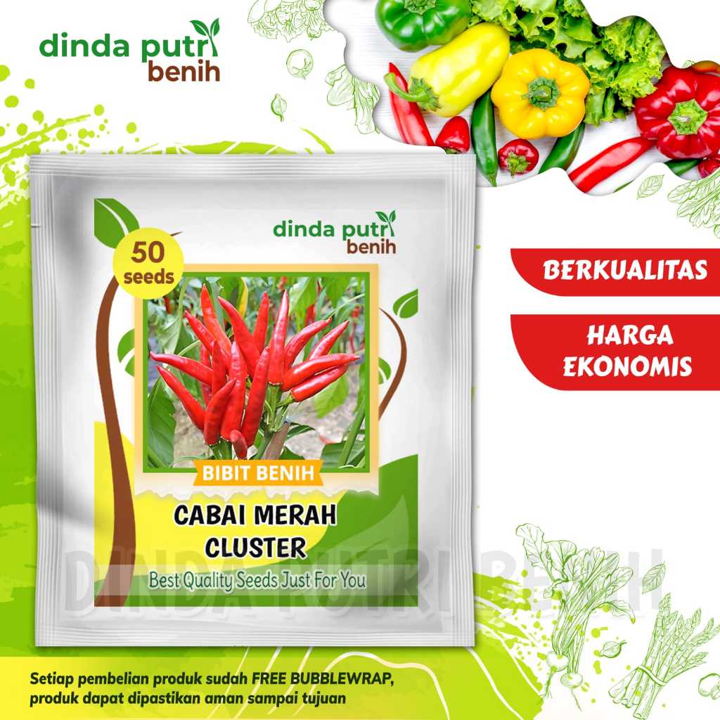 Benih Cabai Merah Cluster isi 50biji , benih biji cabai merah setan