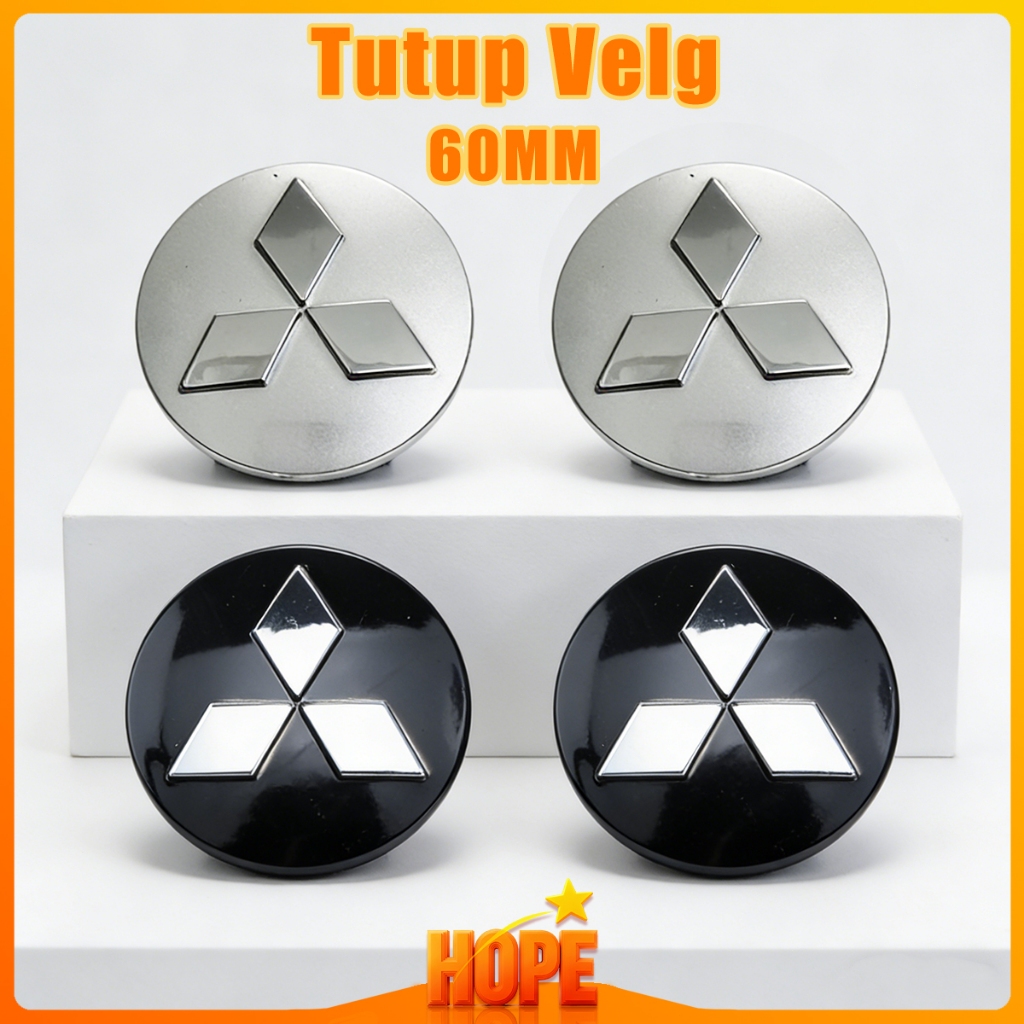 Dop Roda  / Tutup Velg Mitsubishi Triton Diameter 6 cm Hitam/Perak Tutup Dop velg Mitsubishi xpander