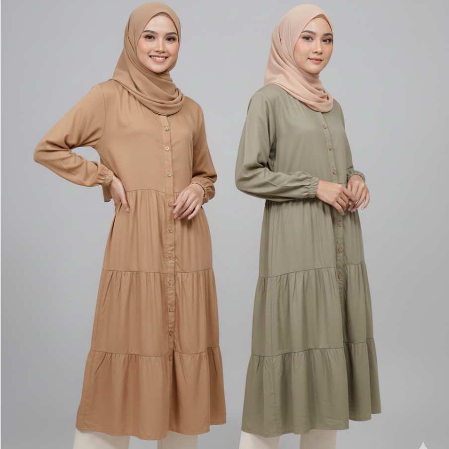 RILLEY - Tunik Arumi | Dress Panjang Muslim Wanita Rayon Twill