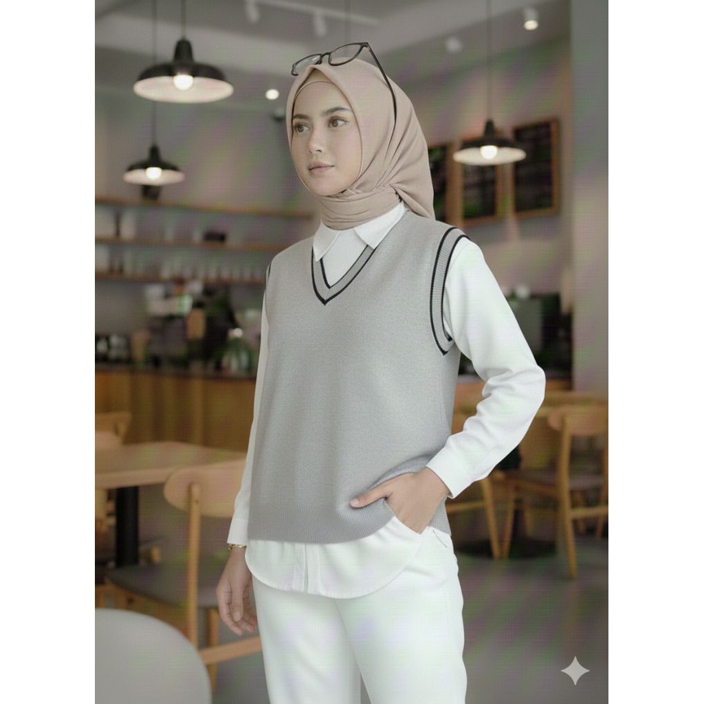 Vest academy abu muda list hitam Rompi Ala Korea LD 100 PJ 60