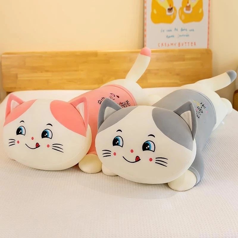Bantal Guling Kucing Lying 95Cm Bahan Plush Premium Hadiah Anak Ulang Tahun Jumbo Dolls Toys