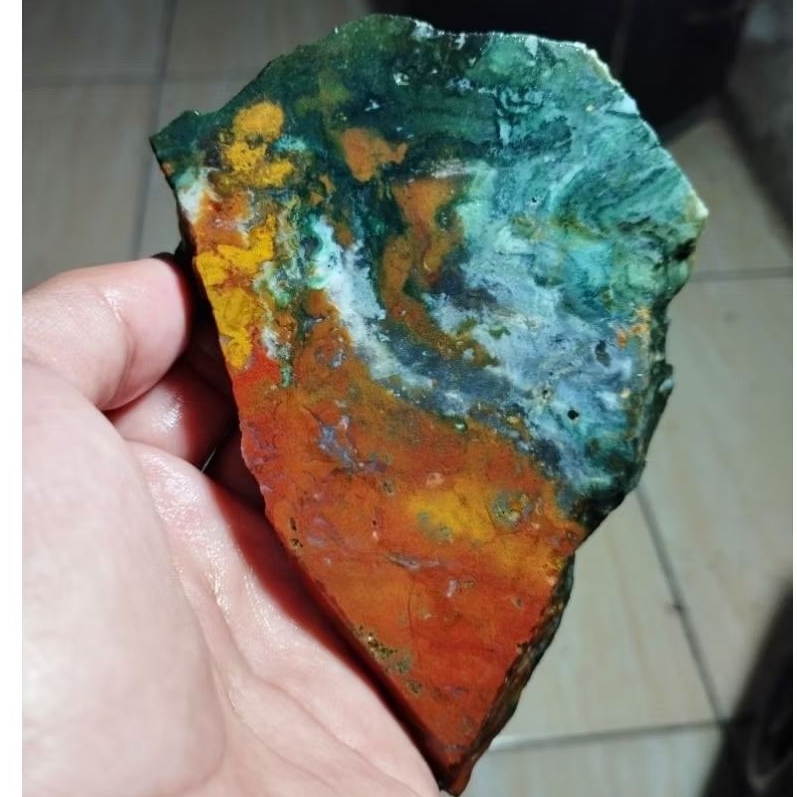 suiseki batu alam bahan batu akik lempengan panca warna multi warna joss natural istimewa sesuai gam