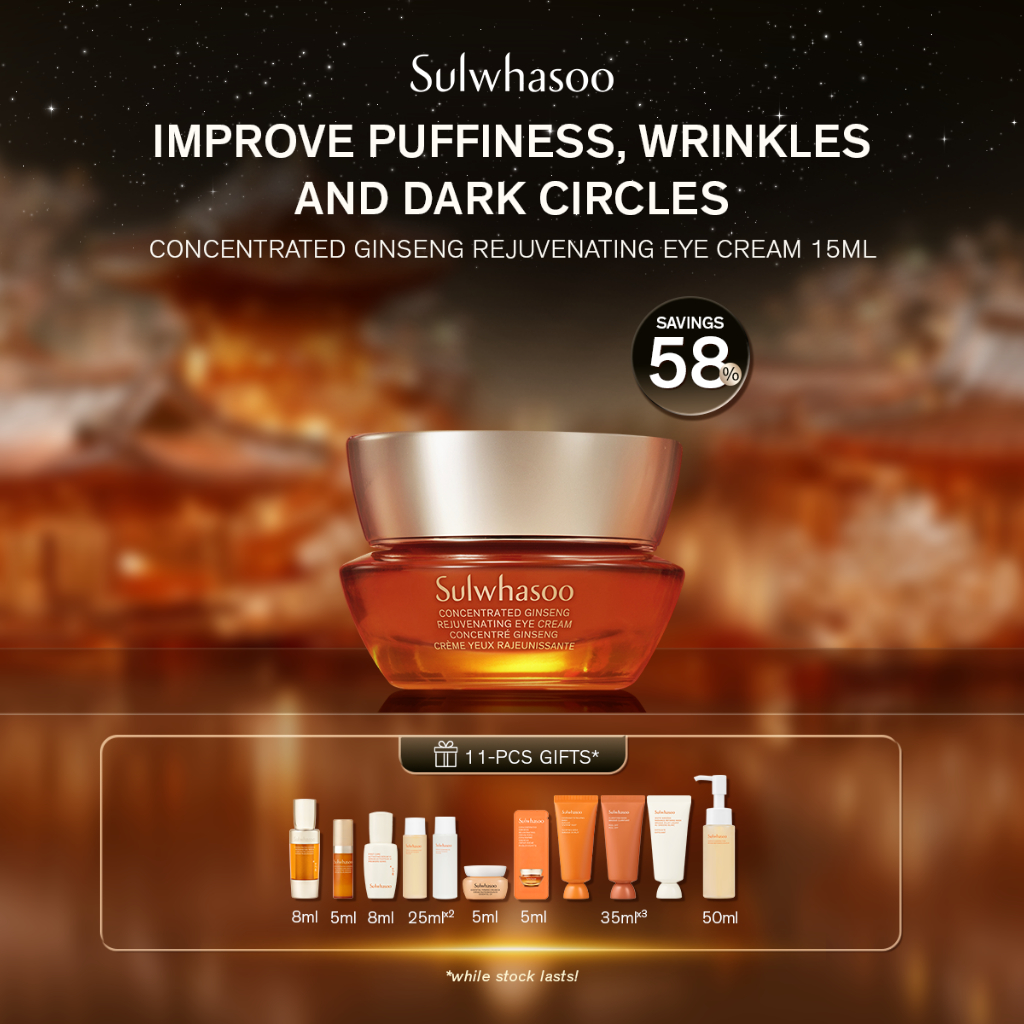 [12.12 Special Set] Sulwhasoo Concentrated Ginseng Rejuvenating Eye Cream 15ML - Krim Mata, Ginseng 