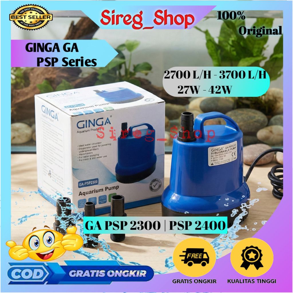 GINGA GA PSP 2300/ PSP 2400 Pompa Air Celup Akuarium Kolam Ikan KOI Low Watt