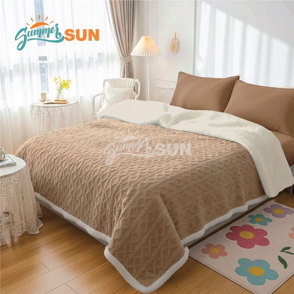 Selimut Bulu Domba Set Sprei Satu Paket Komplit - Summersun