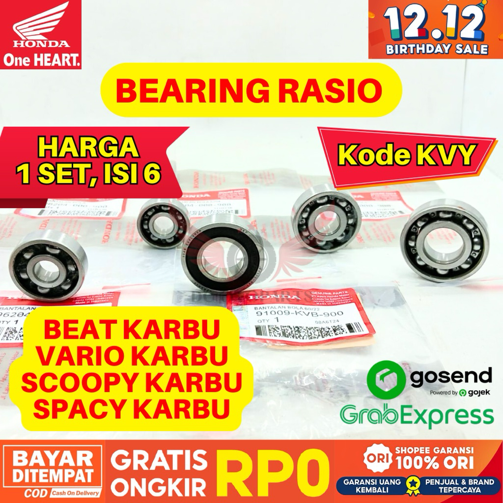 KVY BEARING RASIO SPACY KARBU ORIGINAL AHM HONDA, BEARING GIGI RASIO ORIGINAL BEAT KARBU, BEARING RA