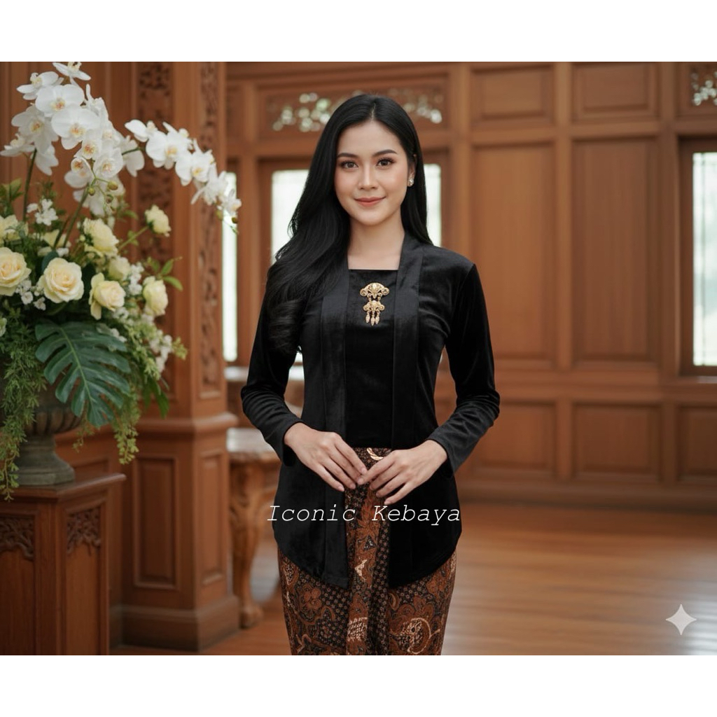 Kebaya Bludru Kutu Baru | Kebaya Bludru Polos Premium - Kebaya Kondangan Wanita Modern Terbaru