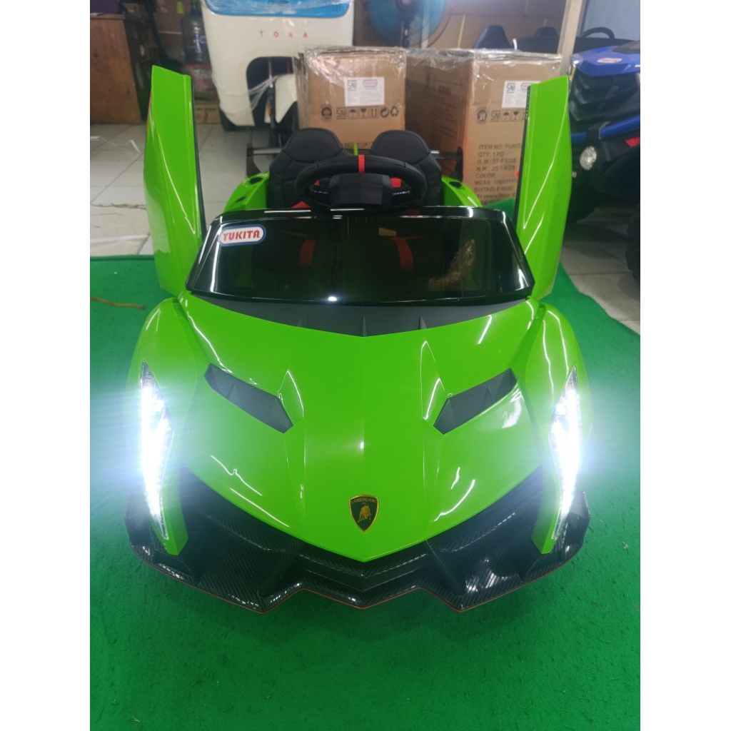 Mainan Mobil Aki Veneno 12volt Ban karet, Jok kulit