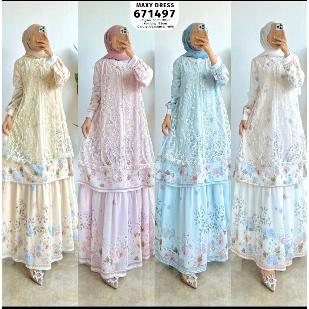 Real pic ORIGINAL dan TERMURAH Maxi Dress Brukat Mewah PREMIUM Butik / Gamis cotton PREMIUM Butik / 