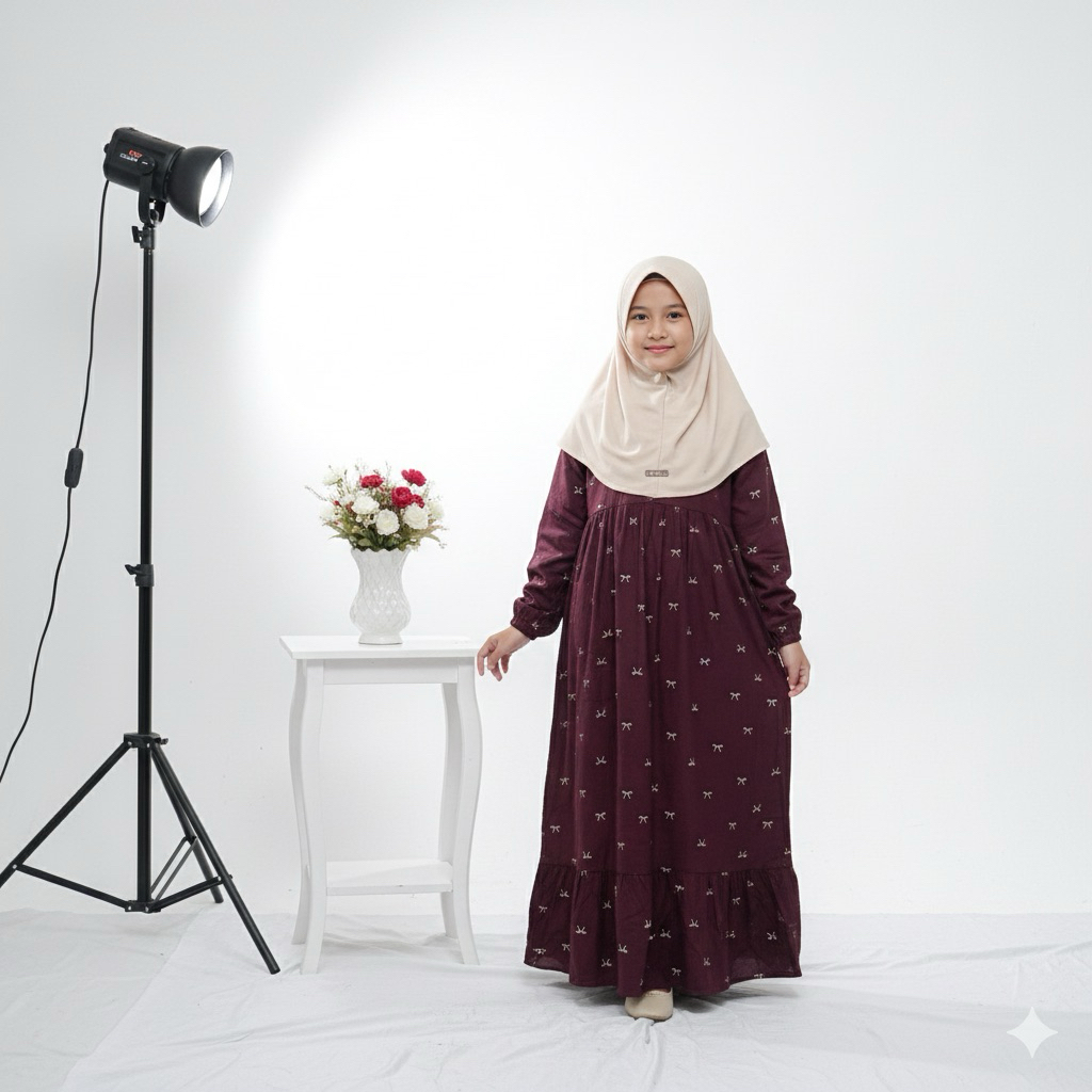 Gamis anak perempuan usia 7-12 tahun gamis rayon premium motif kekinian dress anak tanggung viral