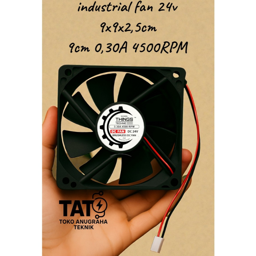 Fan Industri Kipas DC 24V / 12V 9x9cm Tebal 2.5cm – High Speed Brushless Cooling Fan