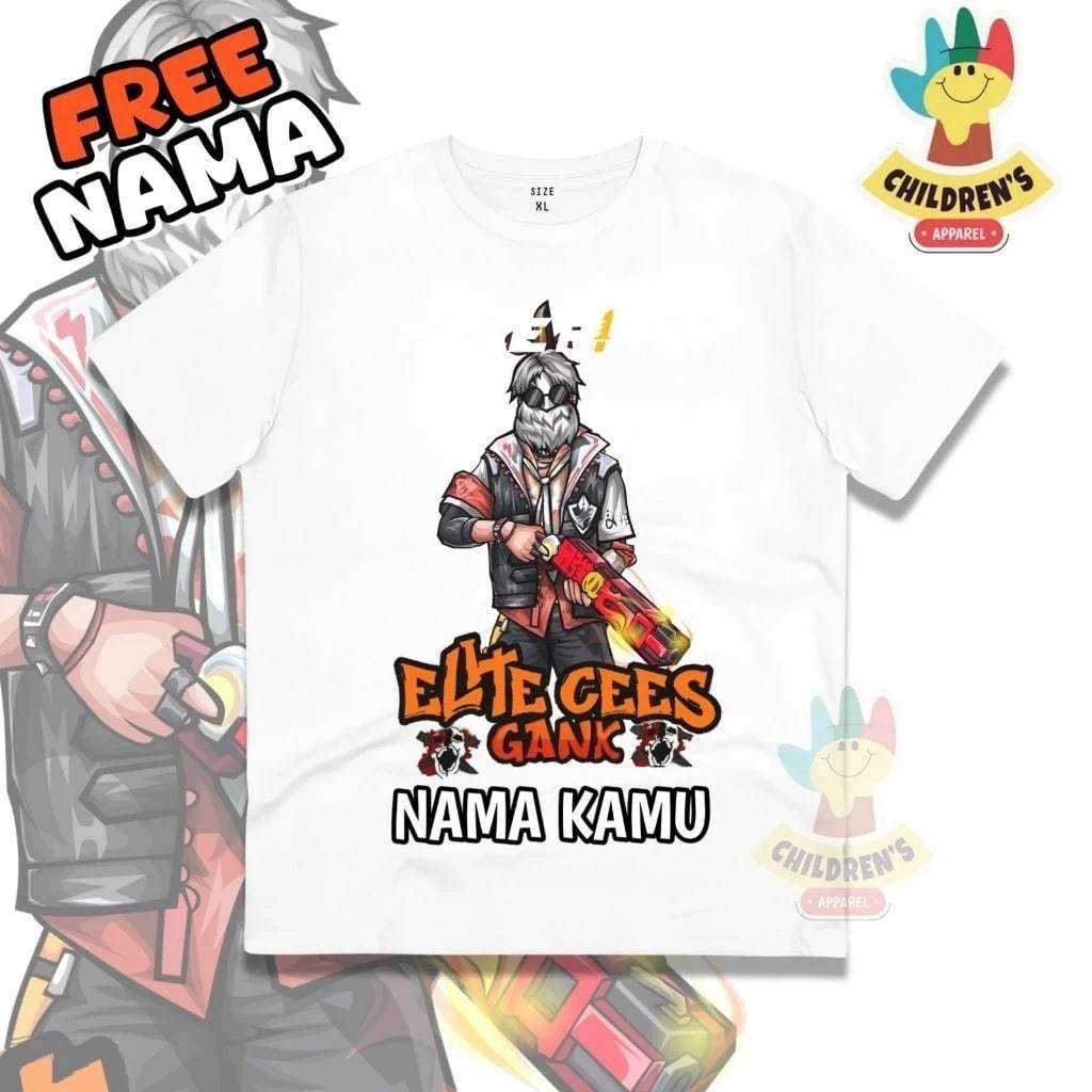 (AKUN FF SULTAN) BUKAN Kaos Anak FF Elite Cees Gank SG OPM Katun 30s