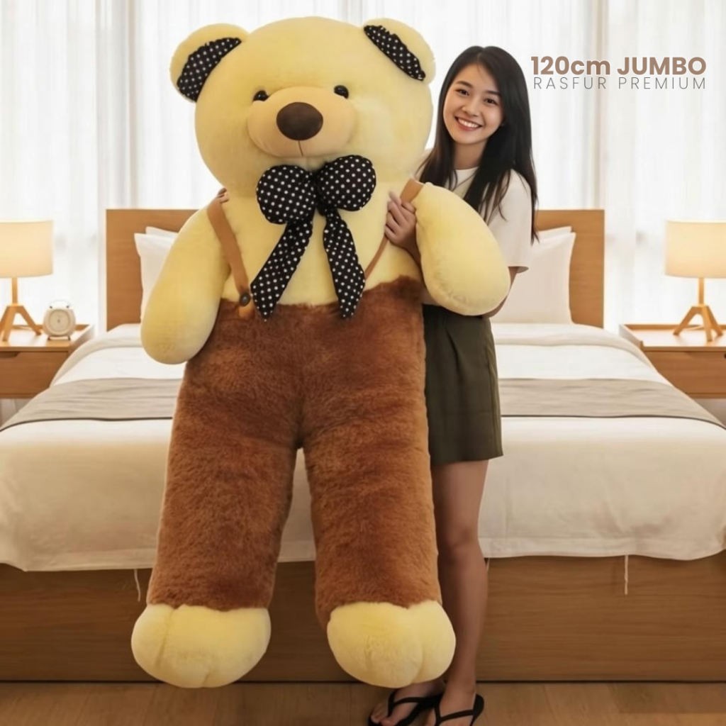 Boneka Teddy Bear Jumbo 120cm Rasfur Premium Original