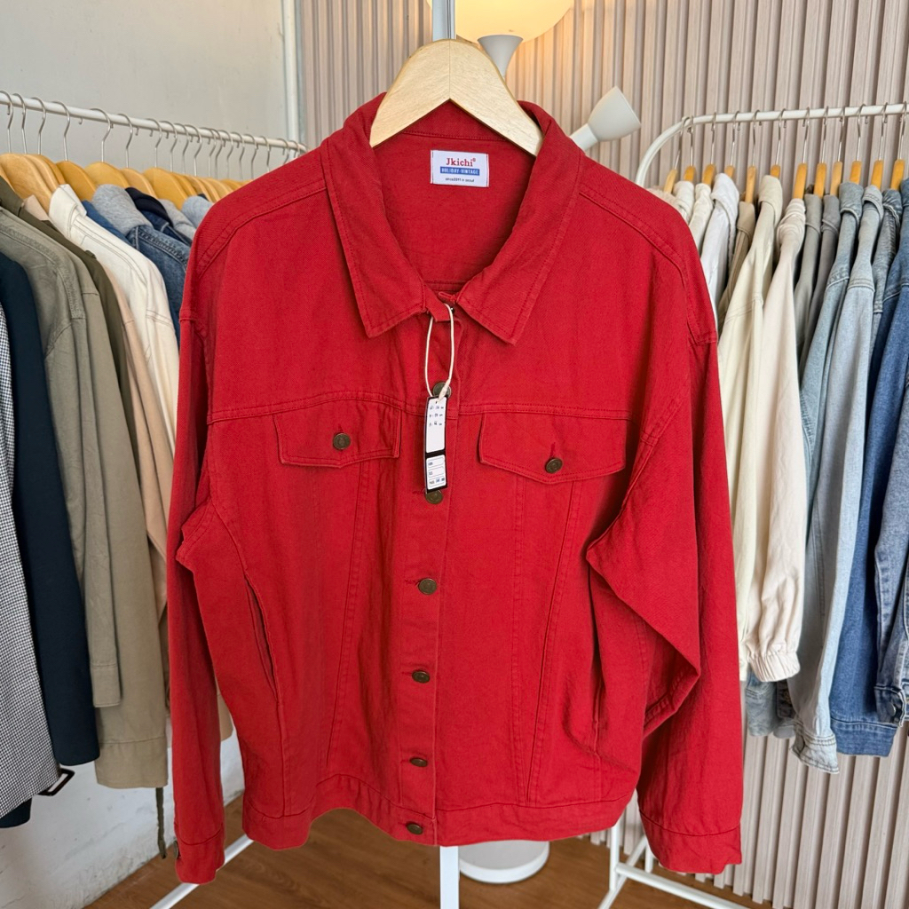 JACKET JEANS WANITA CEWEK MERAH BRAND JKICHI
