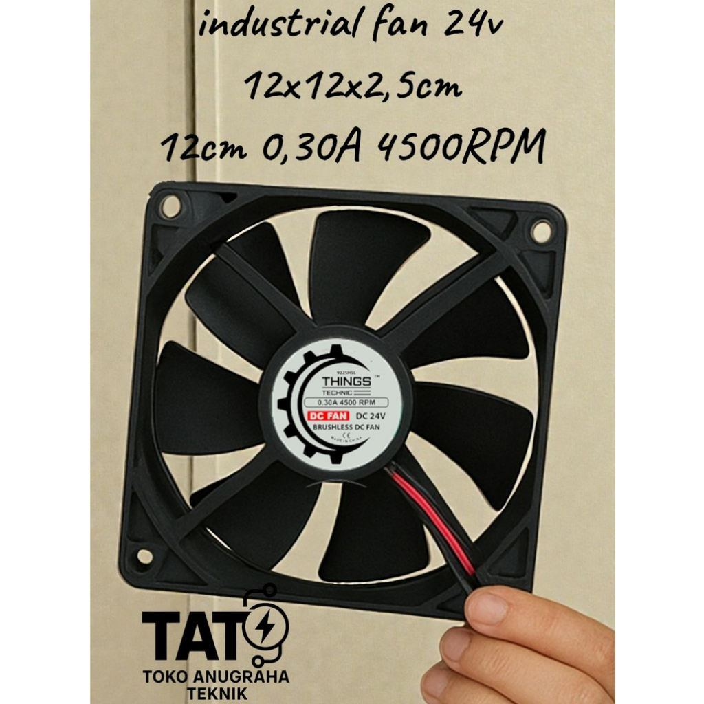 Fan Industri Kipas DC 24V / 12V 12x12cm Tebal 2.5cm – High Speed Brushless Cooling Fan
