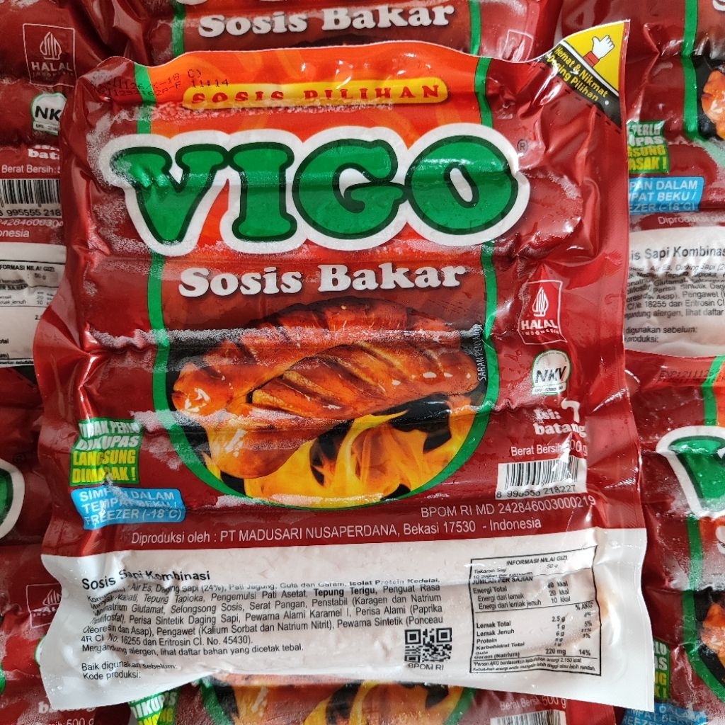 Vigo Sosis Sapi Bakar Jumbo 500g Isi 7