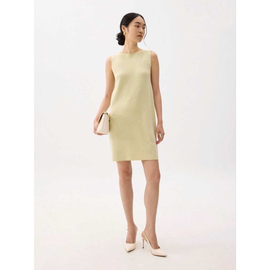 Love Bonito boat neck knit shift mini dress dusty citron