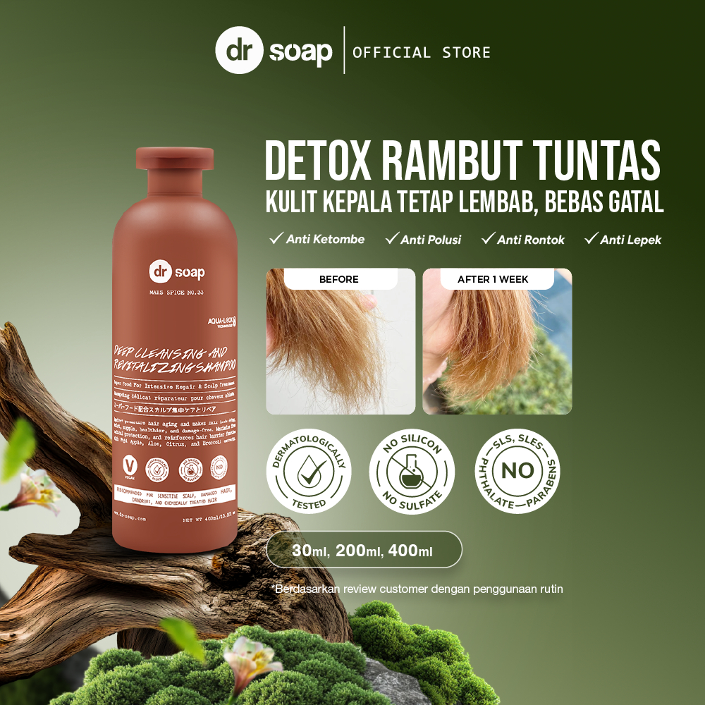 dr soap Deep Cleansing & Revitalizing Shampoo Mars Spice | Sampo Rambut Berwarna Anti Rontok, Anti K