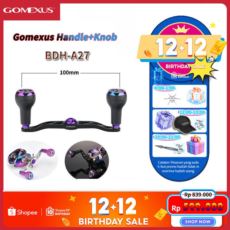 Gomexus BDH-A27 Twin Handle Reel BC heavy duty dan big game serat aluminium 100mm Tahan korosi Lebih