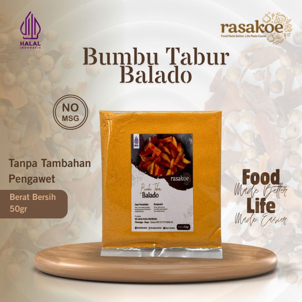 Rasakoe Bumbu Tabur Balado Non MSG 50 Gram - Halal, Praktis & Tanpa Pengawet