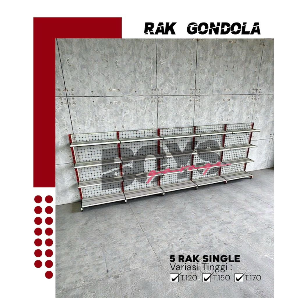 Rak Minimarket 5 Paket Hemat - 5 Susun , 5 Rak Minimarket Single 1 Starting - 4 Jointing