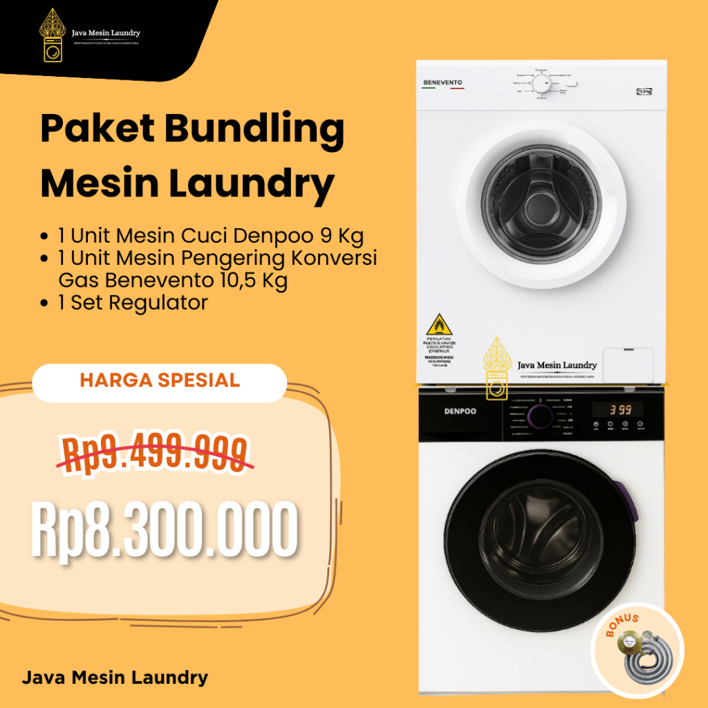 Paket Mesin Laundry Spesial Promo Murah Meriah Mesin Cuci Denpo Mesin Pengering Benevento