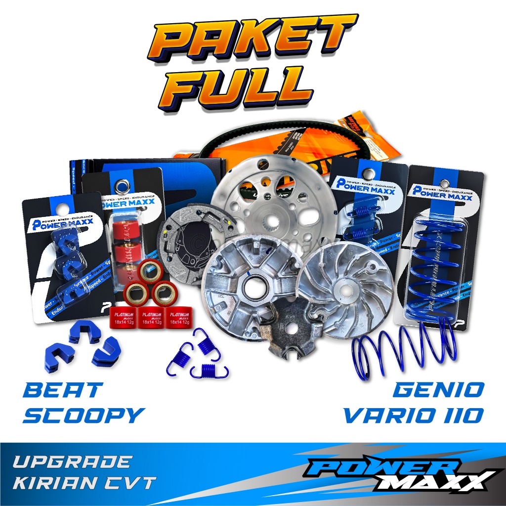 PAKET FULL UPGRADE KIRIAN CVT beat scoopy vario 110 spacy genio karburator karbu fi esp racing - Pul