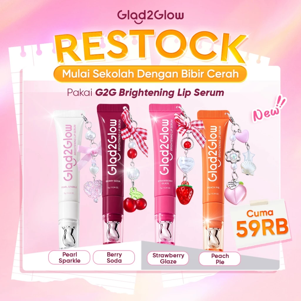 [In-stock] Glad2Glow BRIGHTENING LIP SERUM 7g  Mencerahkan Melembabkan dan menambahkan warna3in1  li