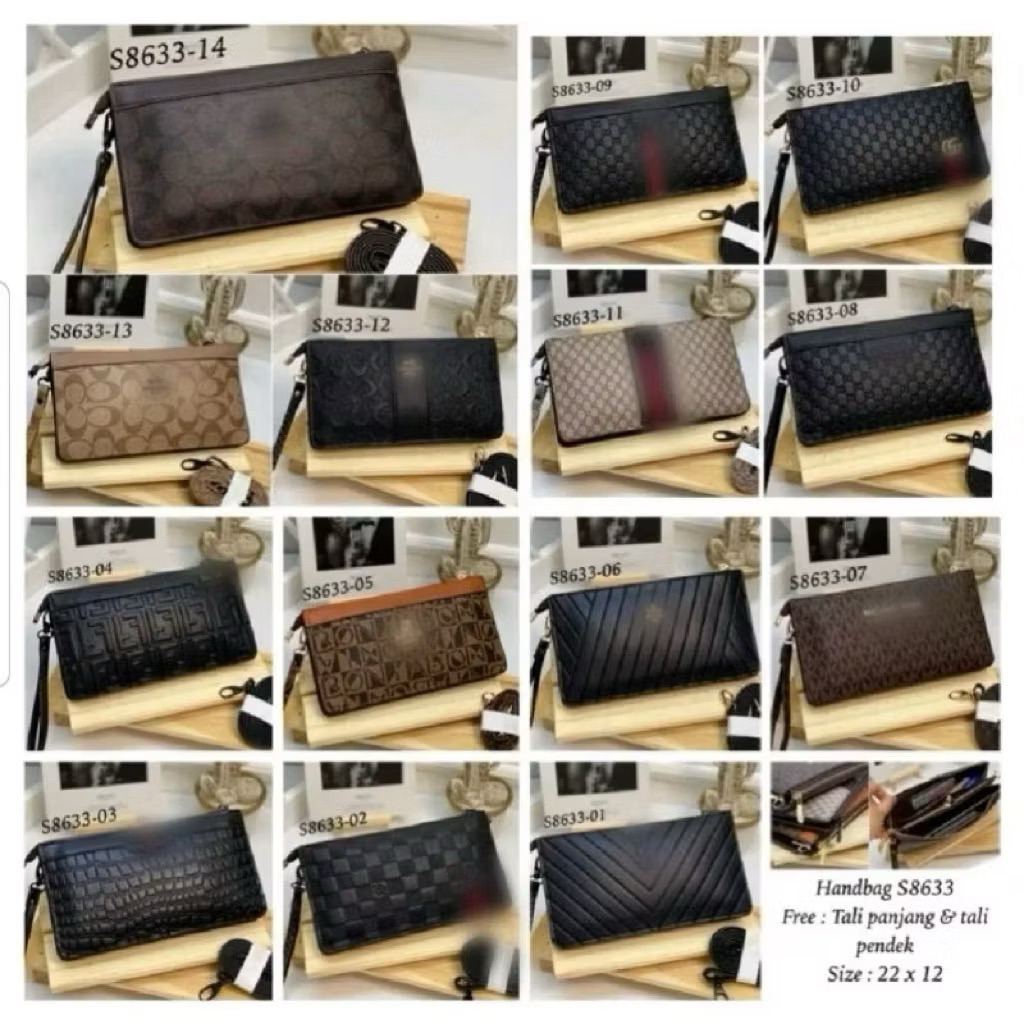 Handbag Pouch Wanita/Pria Free Tali Panjang Pendek Premium