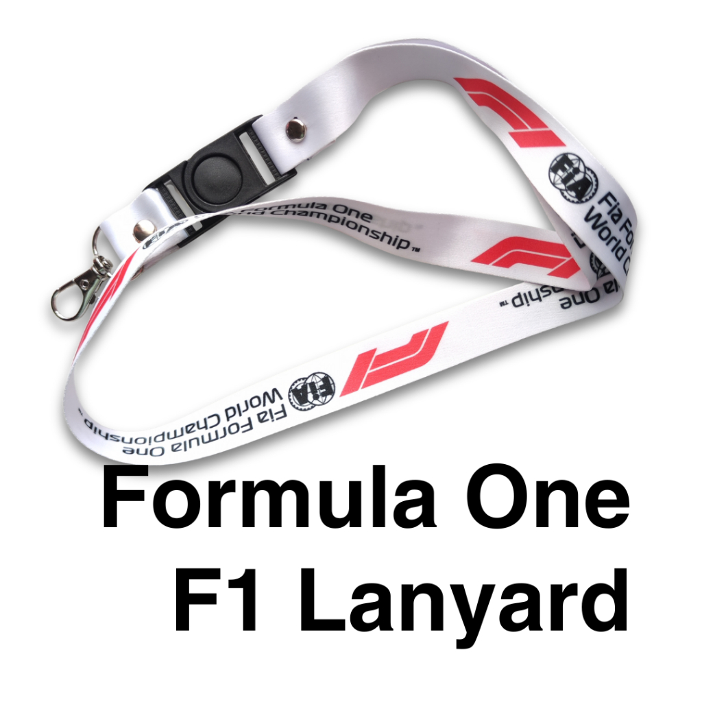 F1 Lanyard Formula 1 - Lanyard Kartu Akses Kantor Logo Formula One Putih [Downforce Studio]