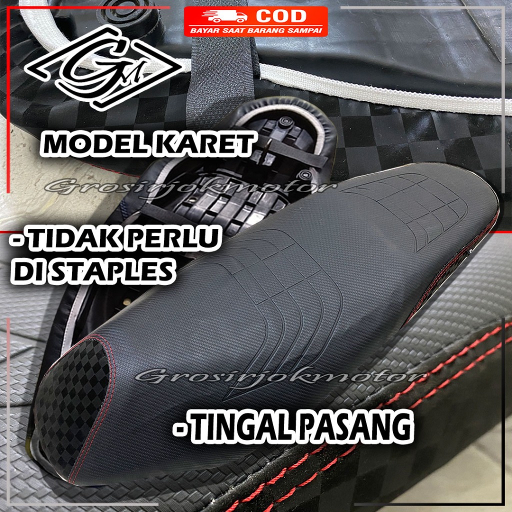 SARUNG JOK MOTOR EMBOS TANDUK / PRES PRIMA KARBON X CATUR Model karet Tinggal pasang